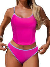 2026 Women's Tankini Swimsuits Two Piece Spaghetti Strap Crop Tops with High Waisted Boyshort Bottoms Swimwear
