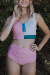 Colorblock Pink Bikini Sets