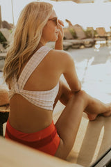 Gray Houndstooth Swim Top