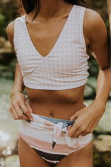 Gray Houndstooth Swim Top