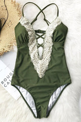 Swimeetu Ladies Vintage Lace One-piece Swimsuit