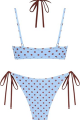 2026 Women's Double-Layer Color-Block Polka Dot Halter Bikini Set