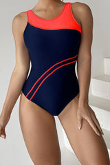 2026 Women's Racing Sexy Triangle Sports Color Block One-Piece Swimsuit