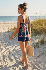 2026 Women's Flowy Top & Classic Print Two-Piece Tankini Swimsuit