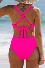 2026 Women's Colorblock Cross Waist One-Piece Swimsuit