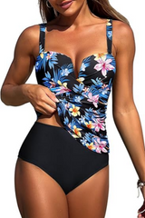 2026 Women's V-Neck Underwire Crossover Design Tankini Swimsuit Set