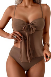 Women's Flowy Mesh Camisole Tankini Swimsuit Set