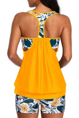 2026 Women's Loose-Fit Two-Piece Tankini Swimsuit with T-Back Design