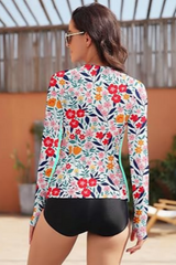 2026 Women's Long-Sleeved Printed Tankini Swimsuit Two-Piece Set
