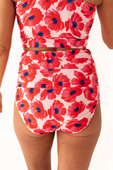 2026 Women's Pink Hibiscus Print Two-Piece Bikini Set