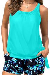 2026 Women's Tankini Swimsuit Set with Twisted-Knot Detail