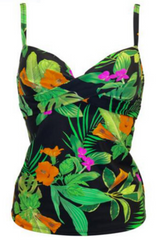 2026 Women's Tropical Style Underwire Padded Suspender Tankini Swimsuit