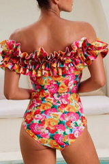 2026 Women's One-Piece Swimsuit with Detachable Ruffle Straps and Wrap Skirt
