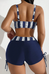 2026 Women's Color-Blocked Printed Charming Strapless Swimsuit