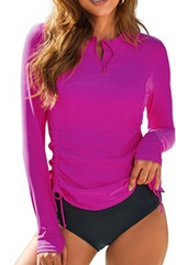 2026 Women's Long-Sleeved Solid Color Tankini Swimsuit Set