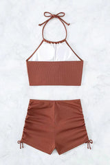 2026 Women's Solid Color Sexy Backless Bikini Swimsuit Set