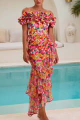 2026 Women's One-Piece Swimsuit with Detachable Ruffle Straps and Wrap Skirt