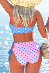 2026 Women's Polka Dot Print Adjustable Halter-Tie Bikini Set