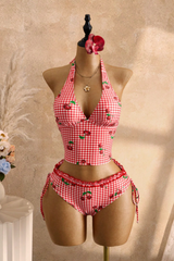 2026 Women's Two-Piece Polka Dot Ruffled Crop Top Tankini Set