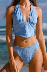 2026 Blue Five-Pointed Star Terry Halter 2-Piece Tankini Set