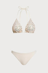 2026 Off White Sparkly Three-Piece Bikini Set