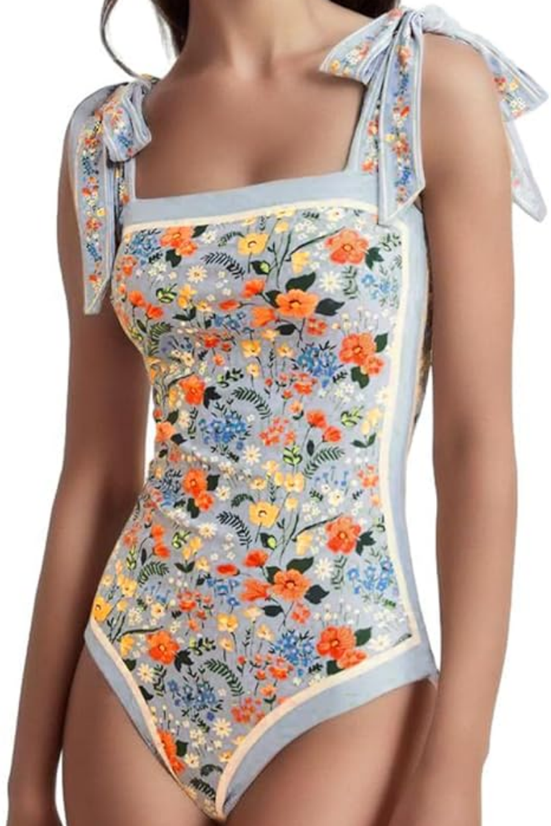 Women's Retro Cute Style Double-sided Printed One-piece Swimsuit
