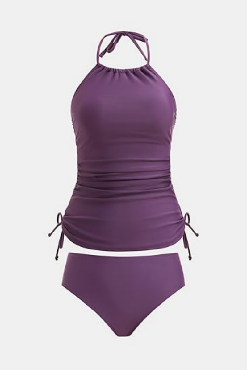 2026 Women's High-Neck Halter Tankini Swimsuit Set