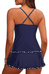 2026 Women's Ruffled Polka Dot Tankini Set