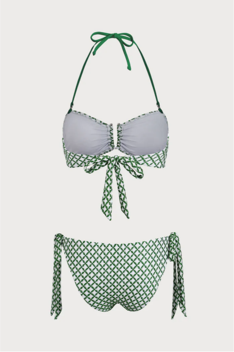 2026 Women's Lace-up Plaid Halter Bikini Set