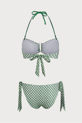 2026 Women's Lace-up Plaid Halter Bikini Set