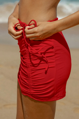 2026 Red Ruched Knot Skirt