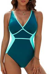Women's Conservative Tummy Control Tie-Up Slim Fit One-Piece Swimsuit
