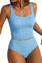 2026 Women's Printed Textured Two-Piece Tankini Swimsuit