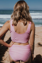 Colorblock Pink Bikini Sets