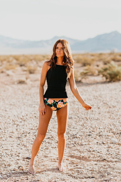 THE MANGO PAINTED FLORAL LOW WAIST TANKINI