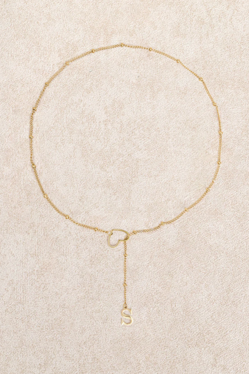 2026 Gold Metal Heart Letter Pendant Necklace