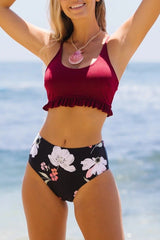 Stringy Selvedge Ribbed High Waist Bikini Set