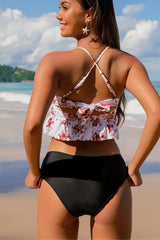 Flower Print Tie Back Bikini Set