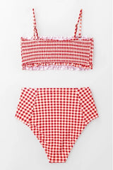 Red Gingham Smocked Bikini