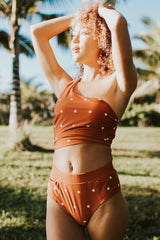 Citrus Dot One Shoulder Crop