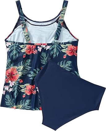 2026 Women's Ruffled High-Waisted Two-Piece Tummy Control Tankini Swimsuit