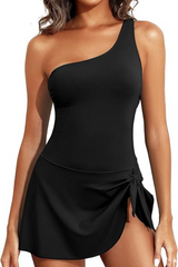 2026 Women's One-Shoulder Tummy-Control One-Piece Swimsuit