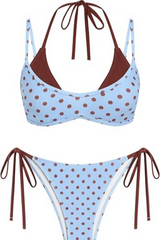 2026 Women's Double-Layer Color-Block Polka Dot Halter Bikini Set