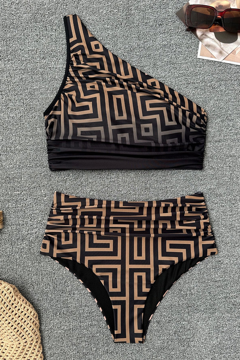 2026 Women's Two-Piece Sexy Slimming Off-Shoulder Printed Bikini Set