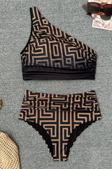 2026 Women's Two-Piece Sexy Slimming Off-Shoulder Printed Bikini Set