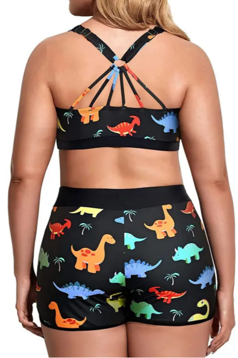 2026 Cute And Conservative Printed Tankini Three-Piece Set For Women