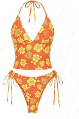 2026 Women's Tankinis Striped Halter String Tie Side 2 Piece Tankini Sets Swimsuit