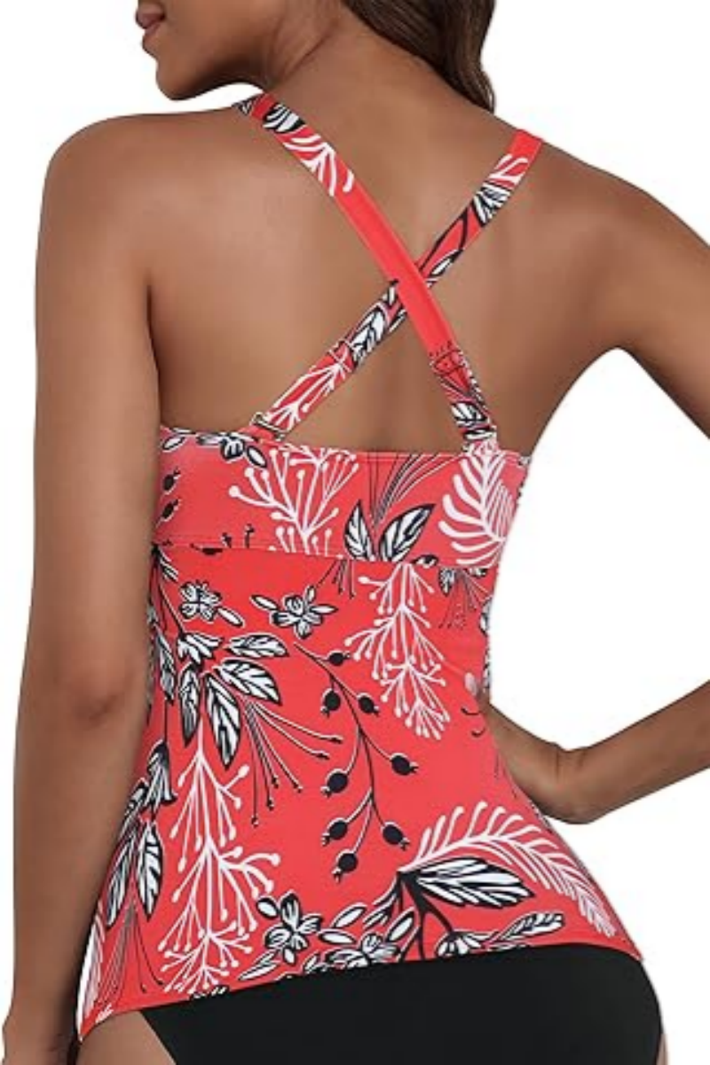 2026 Women's Sexy Deep V-Neck Crisscross Underwire Tankini Top