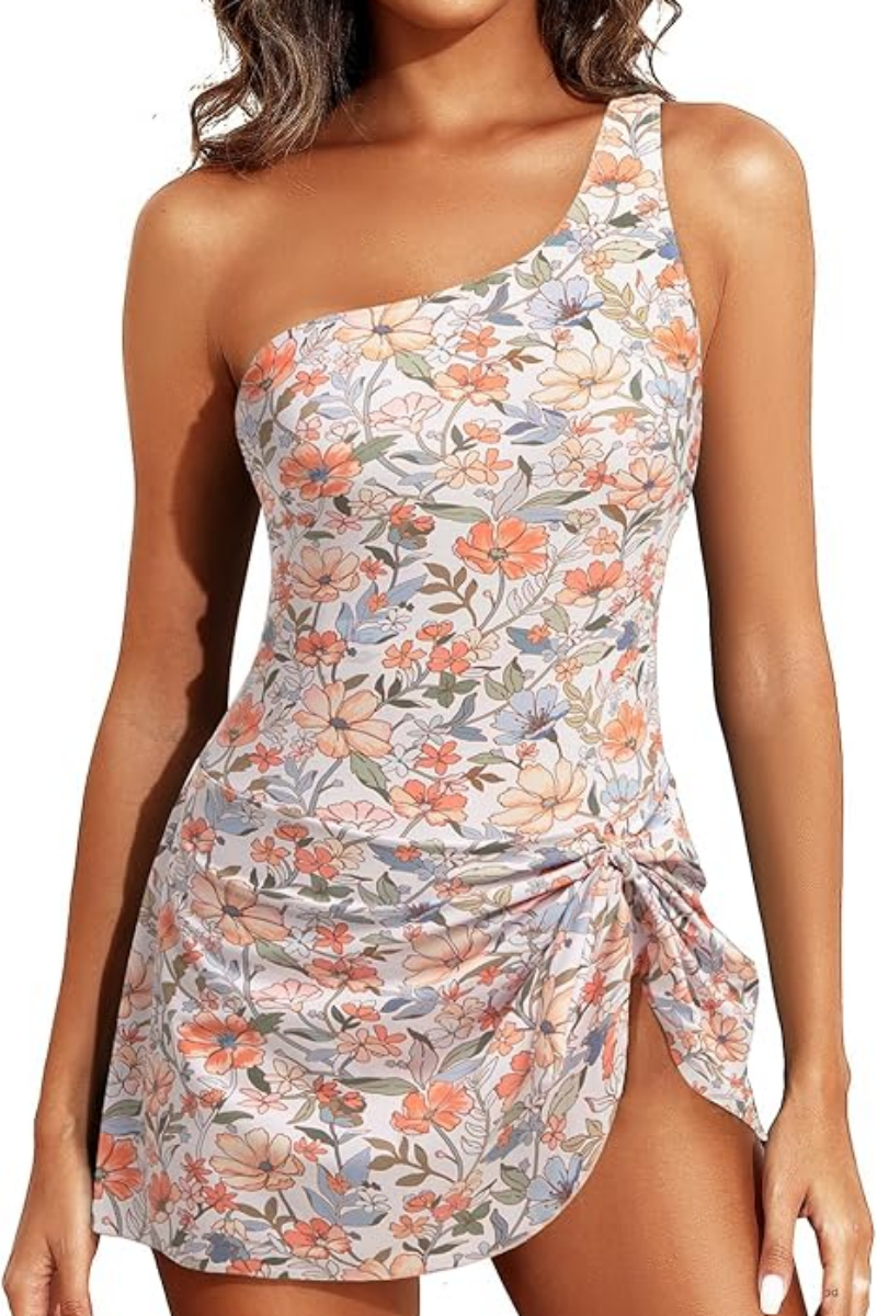 2026 Women's One-Shoulder Tummy-Control One-Piece Swimsuit
