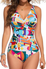 2026 Women's Retro Ruched Tummy Control Push-Up Swimsuit